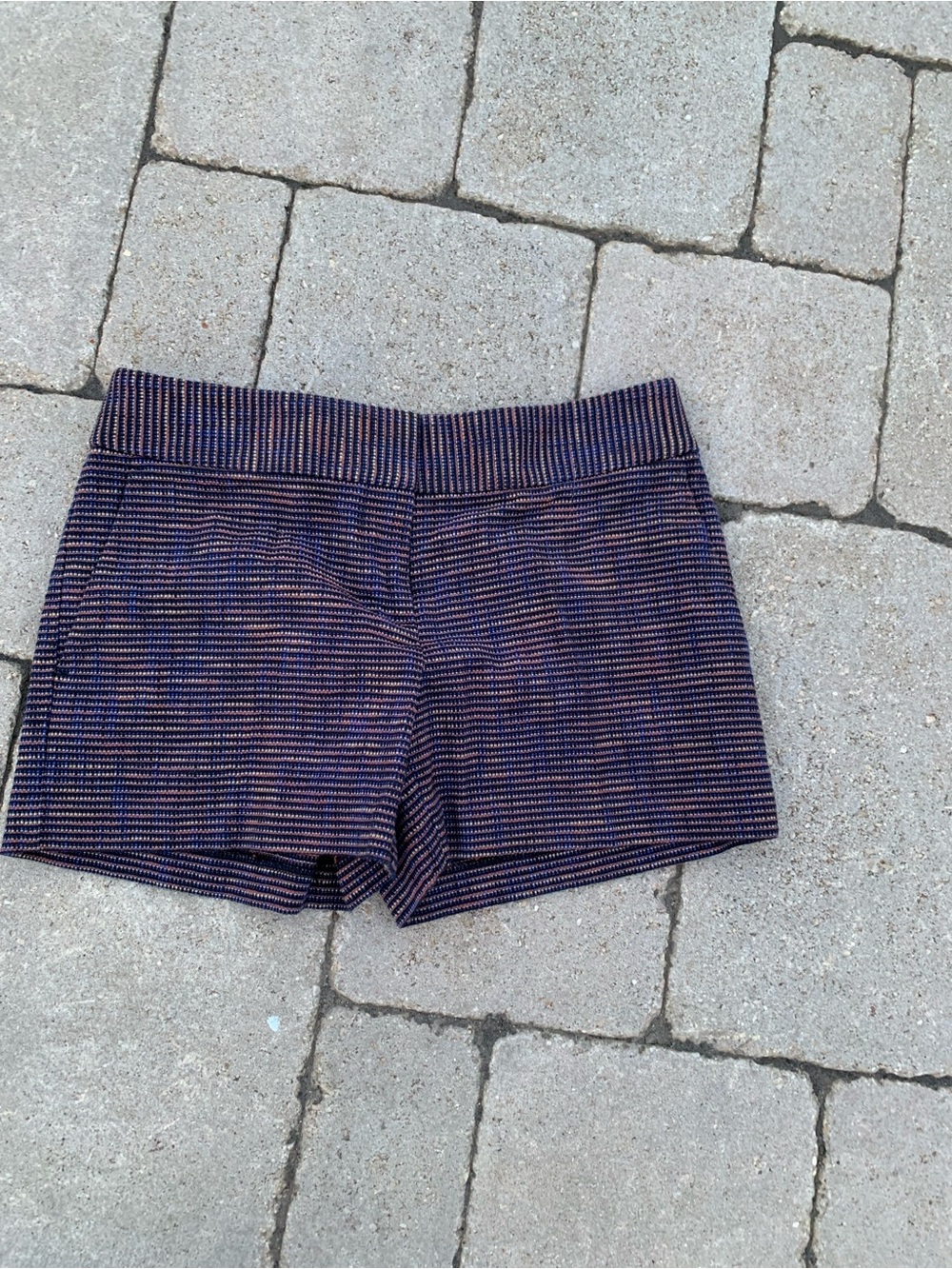 Ann Taylor LOFT Riviera Short Sz 00 Blue Black Mid Rise Cotton Blend